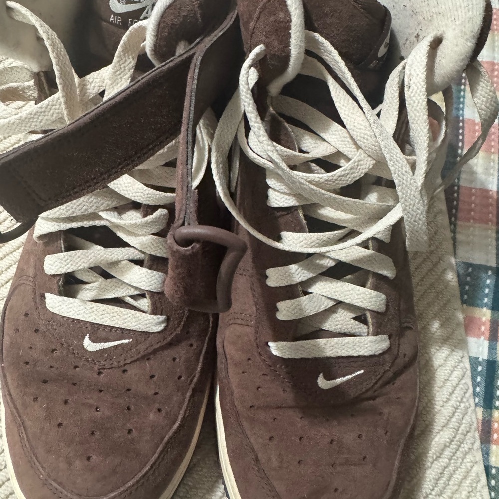 Nike Chocolate Suede Sneakers with Cream Laces